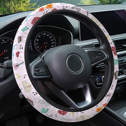 GENANY Pop Star Steering Wheel Cover, Non Slip Polyester Car Wheel Protector for Car SUV Truck, Universal 15 Inch