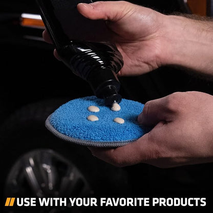 Viking Microfiber Car and Tire Wax Applicator Pads and Cleaning Pads - Blue/Grey, 5 in. Diameter, 6 Pack