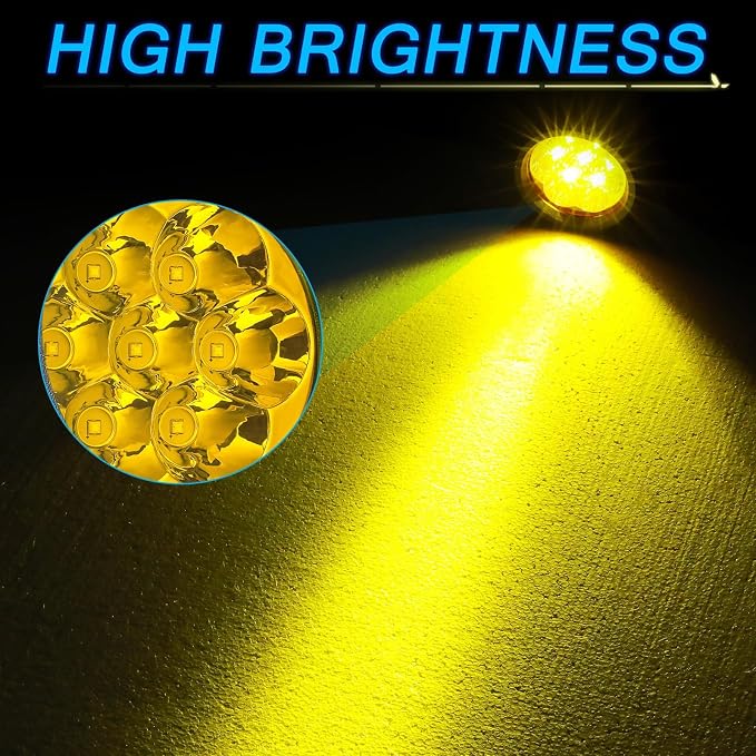 Amber LED Pod Lights, ACEC SHOP 2PCS 42W 3.5 Inch Round Fog Lights Spot Beam Driving Light Yellow Offroad Lighting Ditch Light Amber LED Pods for Truck Pickup SUV UTV ATV Boat Motorcycle