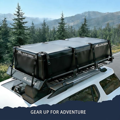 ARKSEN 2-in-1 Foldable Fairing Roof Rack Cargo Basket, 82" x 39" Heavy Duty Steel Rooftop Carrier w/Waterproof Bag, Net & Straps,250 lbs Max Load, Fits SUV Truck Pickup for Kayaks, Canoes & Luggage