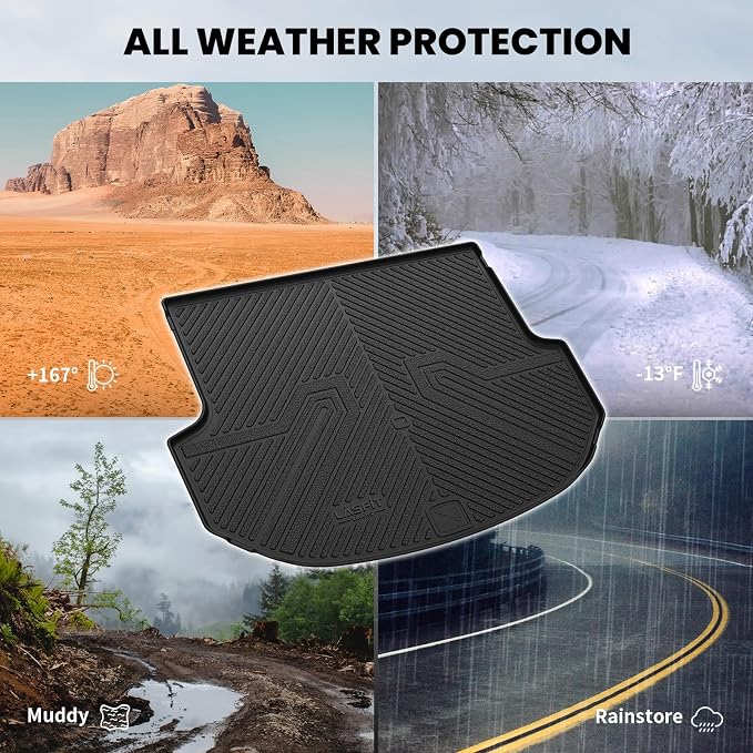 LASFIT Cargo Mat for Hyundai Santa Fe Sport 2018 2017 2016 2015 2014 2013, All Weather TPE Custom Fit Car Trunk Mats Cargo Liners Accessories for Santa Fe Sport 2013-2018, Black