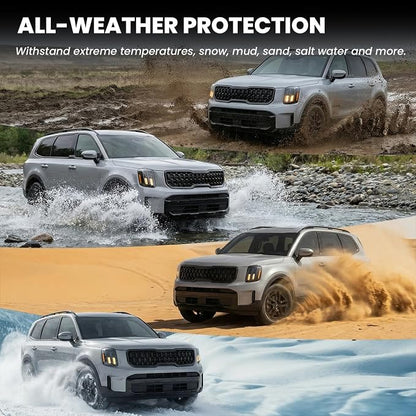 LASFIT Floor Mats for Kia Telluride 2025 2024 2023 2022 2021 2020, All Weather TPE Custom Fit Floor Liners 1st & 2nd & 3rd Row Car Mats Accessories, Black