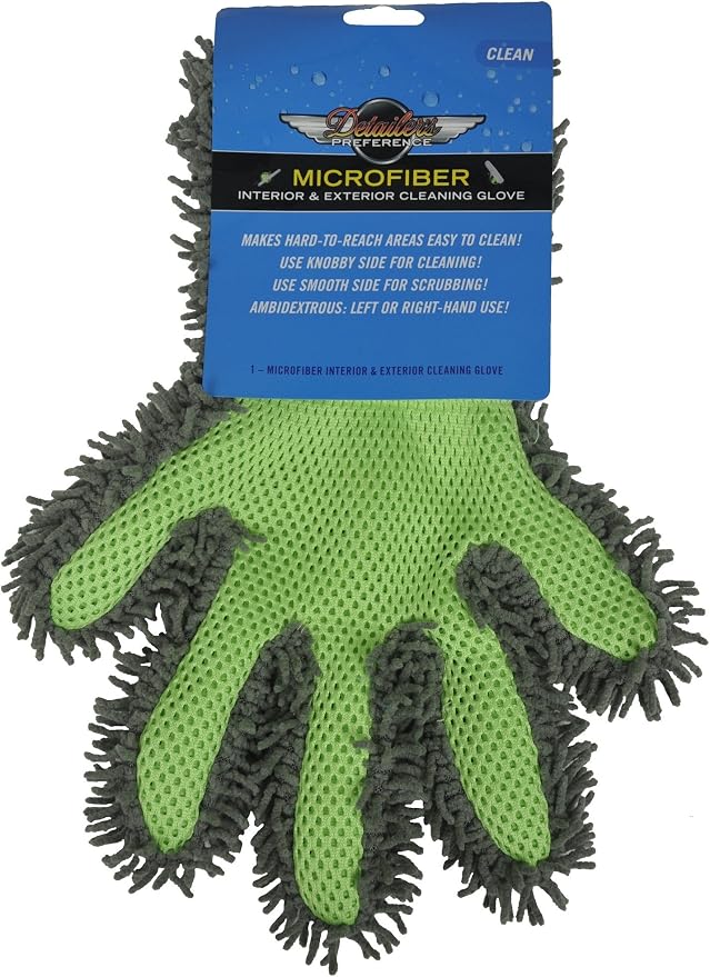 Detailer's Preference Double-Sided Microfiber Car Detailing Glove for Interior & Exterior, Knobby for Dusting, Smooth for Scrubbing, Non-Abrasive, Durable, Safe on Paint, Great for Hard-to-Reach Areas