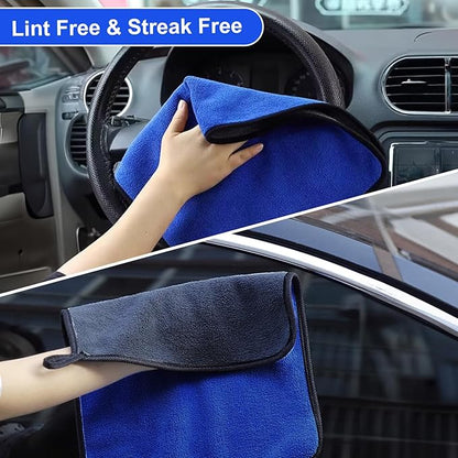 3PCS Professional Microfiber Towels for Car, 16"x16", 500GSM Thick Car Drying and Polishing Towels, Ultra Absorbent, Lint-Free, Scratch-Free Detailing Cloths for Auto Cleaning