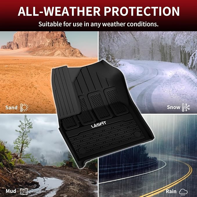 LASFIT Floor Mats & Trunk Mat for Jeep Wagoneer 2022-2025 7-Seat (NOT for 8-Seat/L/S) All Weather Custom Fit Car Floor Liners Black