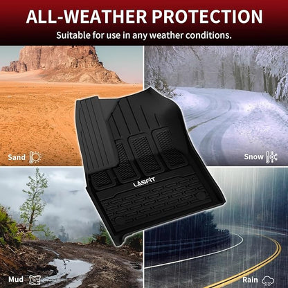 LASFIT Floor Mats & Trunk Mat for Jeep Grand Wagoneer 2022-2025 7 Seats Only (NOT Fit for L or 8 Seats) All Weather TPE Custom Fit Floor Liners Cargo Mat Black