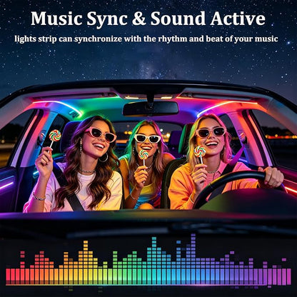 YUGUANG 43.3inch Interior Car Lights Strip, Dynamic Dreamcolor Chasing App Control Music Sync USB Powered RGB Acrylic LED Ambient Lighting Kit for Car Trucks SUV