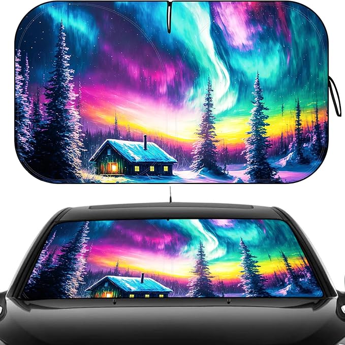 Windshield Sun Shade - Windshield Sun Shade Foldable, Car Sun Shade Windshield Keeps Interior Cool, Foldable Sunshade for Car Windshield with Storage Bag for Cars, SUVs, 55'' x 32''