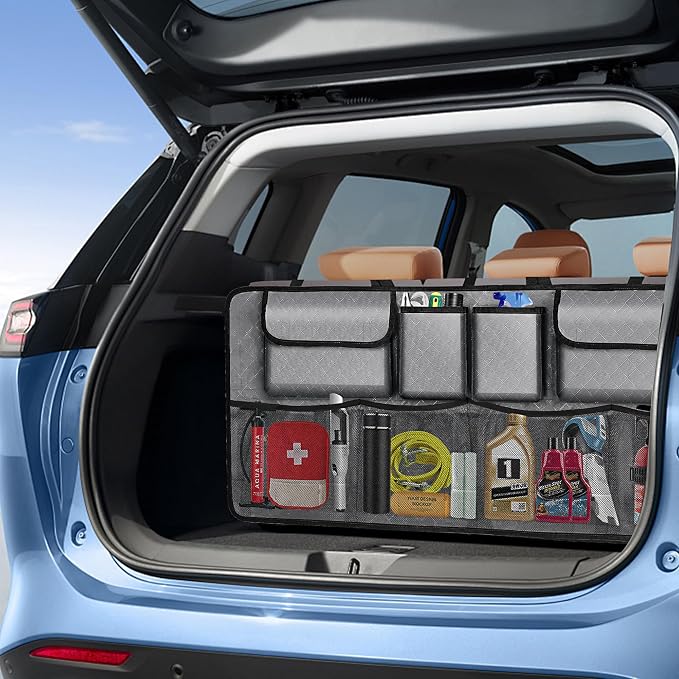 Car Trunk Organizer and Storage, Large Capacity Backseat Hanging Storage Accessories, Backseat Car Organizer for SUV/MPV/Truck (Grey)