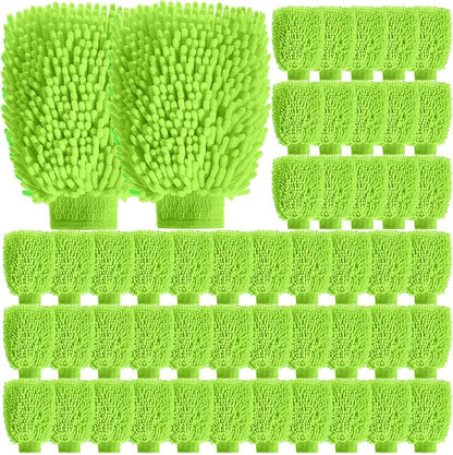 48 Pack Car Wash Mitt Bulk Microfiber, 10'' x 8'' Chenille Car Wash Mitt Gloves, Scratch Free Double Sided No Lint No Marks for Truck SUV and All Vehicle Surfaces (Lime Green)