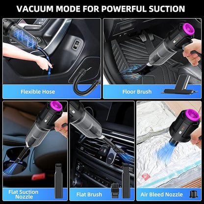 Cordless Vacuum Cleaner - 22000PA Handheld Car Vacuum, 4-in-1 Portable Mini Air Duster Rechargeable, 3-Speed Small Powerful Gadgets & Gifts, for Home, Office, Mattress, Carpet, Pet (Black)
