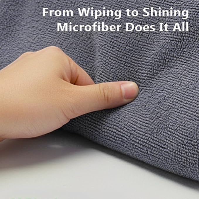 Blue Horizon Microfiber Cleaning Towels, Pack of 24, Ultra Soft Plush Washcloth, All Purpose Premium Microfiber Detailing Cleaning Cloths (16" x 16", Gray)