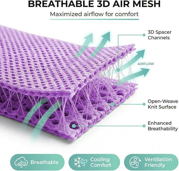 FH Group Automotive Front Car Seat Covers for SUV, Trucks, Sedan and More - Universal Fit Rear Solid Bench Design Interior Accessories - 3D Mesh Fabric Center Panel - Purple