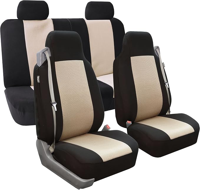 FH Group All Purpose Flat Cloth Car Seat Covers - Universal Fit, Full Set Seat Covers, Washable, Fit Most Car, Truck, SUV, Van - Black