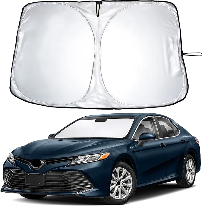 EcoNour Windshield Sunshade for Toyota Camry 2012-2015 2016 2017, LE, SE, SE Nightshade, XLE, XSE, TRD, Sun Visor for Front Windshield Sun Shade Cover, UV Heat Blocker & Protector, Car Accessories