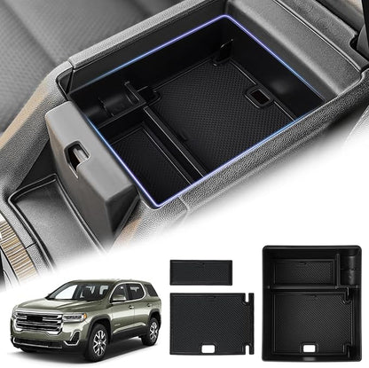 Sunsdrew Center Console Organizer for GMC Acadia 2017-2023 Accessories Acadia SL SLE SLT Denali AT4 Armrest Insert Console Tray ABS Organizer Armrest Storage Box