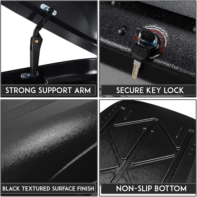 Heavy Duty Rooftop Cargo Carrier ABS Lockable Car Roof Rack Cargo Carrier, Capacity 110 LBS, 53 X 34 X 15 Inches, Black