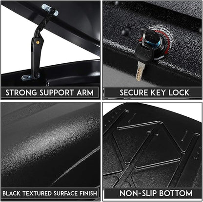 Heavy Duty Rooftop Cargo Carrier ABS Lockable Car Roof Rack Cargo Carrier, Capacity 110 LBS, 53 X 34 X 15 Inches, Black