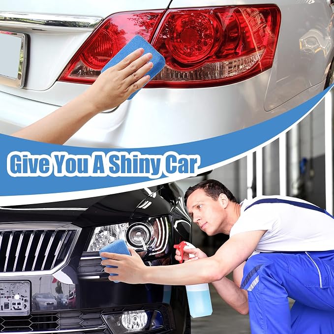 Riakrum 32 Pcs Microfiber Applicator Pads Soft Microfiber Foam Buffing Car Detailing Pads for Wax Ceramic Coating Polish Reusable Car Wash Sponge Tire Shine Applicator(Blue)