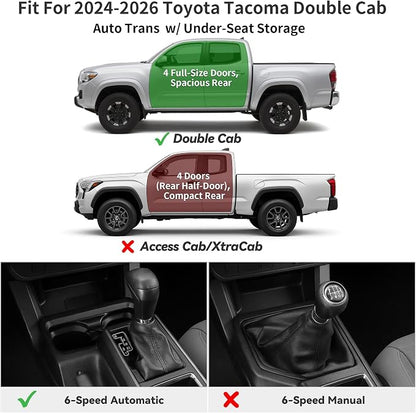 YITAMOTOR Floor Mats for Toyota Tacoma 2024 2025 2026 Double Cab Automatic, Custom Fit All Weather Anti-Slip TPE Rubber Mat, Super Duty Toyota Accessories, Tacoma TRD/SR/SR5/Limited Floor Liners Set