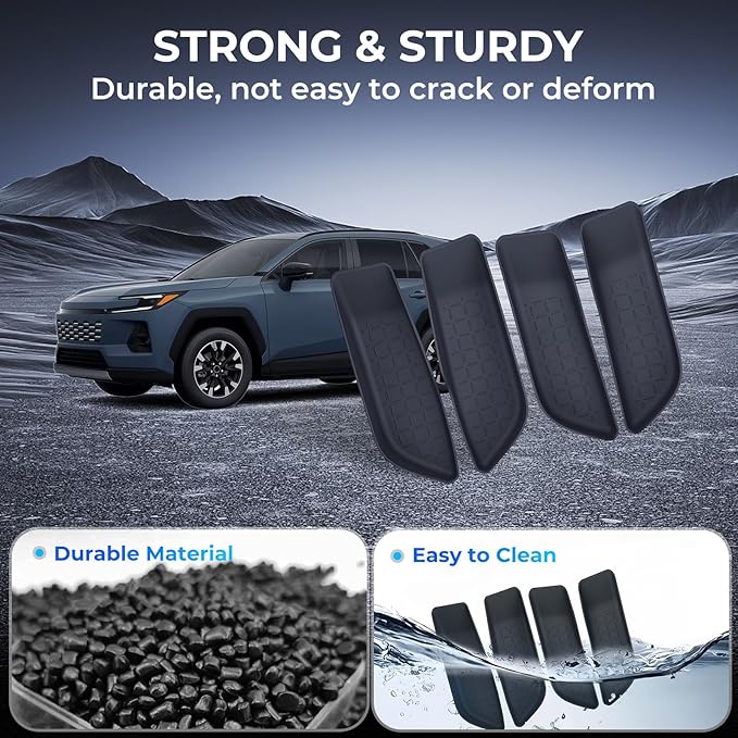4PCS Door Side Organizer Storage Box for Toyota RAV4 2026 (6th Gen) Interior Accessories, Front & Rear Door Pocket Storage Insert Tray for 2026 RAV 4, Black