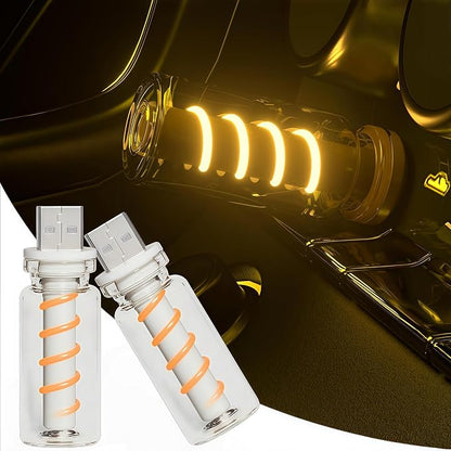 LED Car Interior Light, Touch Control USB Night Lamp, Retro Style Ambient Lighting for Auto, Bedroom, Desk (2PCS Yellow)