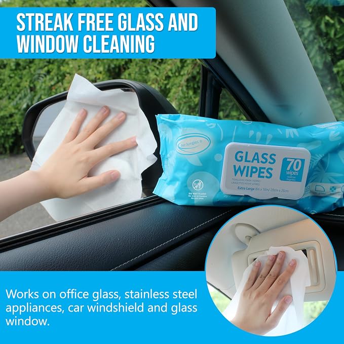 Air Jungles Car Interior Cleaning Wipes Set 210 Count, XL 8" x 10" Wipe for Car Leather Seat, Windshield Window Mirror Cleaning, Steering Wheel & Vinyl Cleaning, Multi-Purpose Wipes