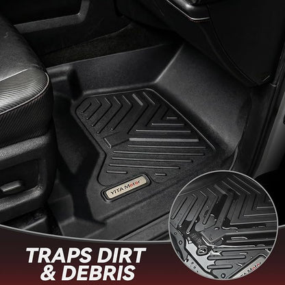 YITAMOTOR Floor Mats Compatible with 2014-2018 Chevy Silverado Double Cab 1500 / GMC Sierra 1500 Double Cab, 2015-2019 2500 HD/3500 HD, Custom Fit All Weather Floor Liners Accessories , 1st & 2nd Row