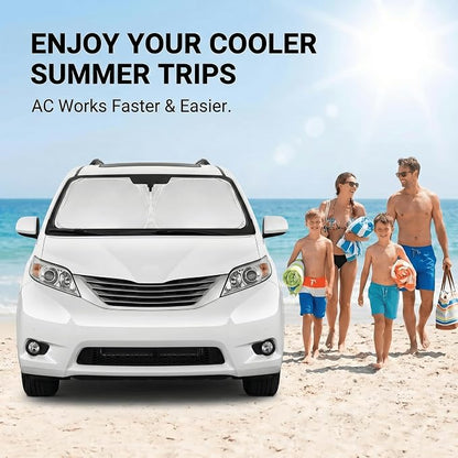 Windshield Sun Shade for Toyota Sienna 2011-2020 Front Window Shade Custom Fit Sienna Accessories Sun Visor Foldable Shade Blocks UV Rays Summer Must Have Car Accessories