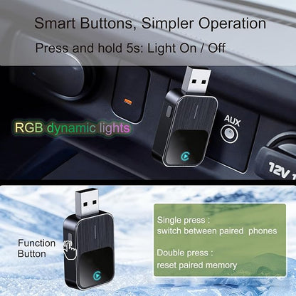 Auto Wireless CarPlay & Android Adapter 2 in 1 for Ford Ranger 2019-Present Plug and Play USB Car Dongle Reconnect, Voice Control, Navigation, Music Streaming,Grey Style