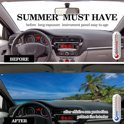 Windshield Sun Shade Foldable Car Front Window Covers for Car Accessories Sun Heat UV Rays Visor Protector Protection for Universal Cars SUV Truck(Beach)
