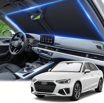 Windshield Sun Shade for Audi A4 2018-2024 2025 Sunshade Front Window Shade Custom Fit A4 Accessories Sun Visor Foldable Shade Blocks UV Rays Accessories