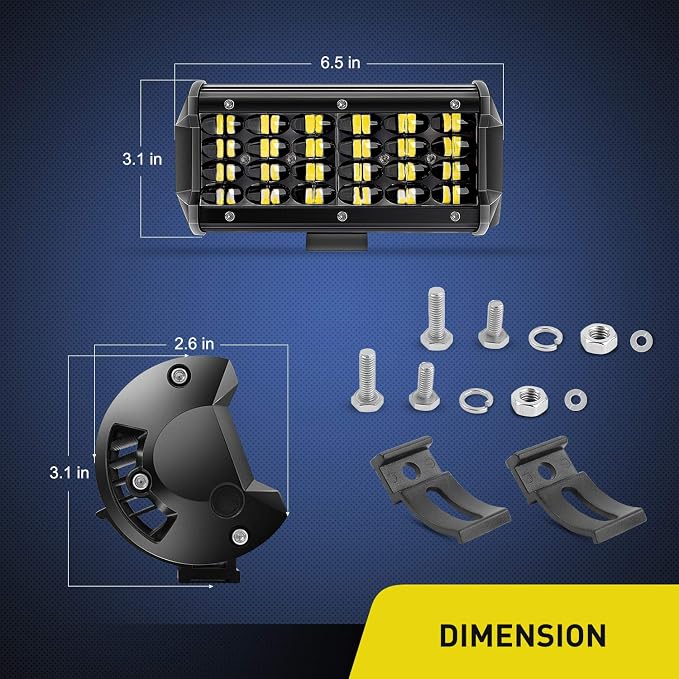 Nilight Led Pods 2Pcs 6.5 Inch 72W 7000LM Quad Row Light Bar Flood Spot Combo Driving Lamp Off Road LED Work Lights for Van Camper Wagon Car Pickup Golf Cart ATV UTV SUV Truck Boat 4x4