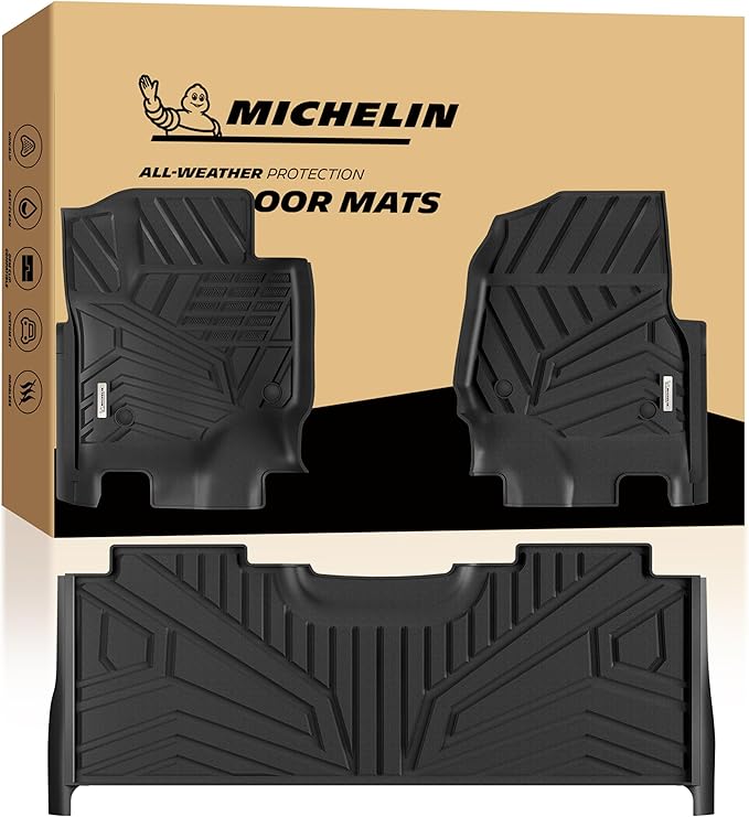 Michelin Vehicle Mats, All-Weather TPE Custom Fit Liner for 2017-2026 Ford F250/F350/F450/F550 Crew Cab Bucket Seat W/Under Seat Storage Carpet Floor, Elite