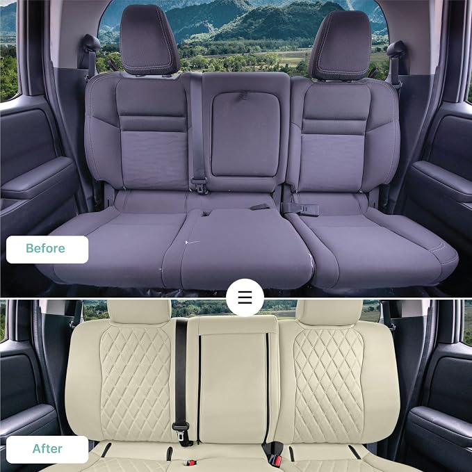 FH Group Custom Fit Car Seat Covers Specifically Made for 2022-2026 Nissan Frontier, Full Set Gray Ultraflex Neoprene Waterproof Automotive Seat Covers for Pickup Truck, Nissan Accessories