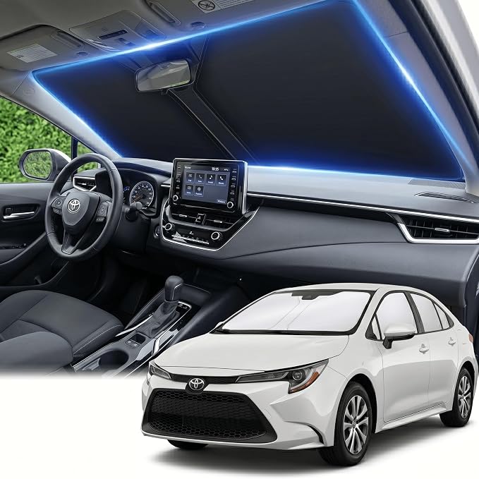 for Toyota Corolla 2020-2024 2025 2026 Windshield Sun Shade Front Window Shade Custom Fit Corolla Accessories Sun Visor Foldable Shade Blocks UV Rays Summer Must Have Car Accessories
