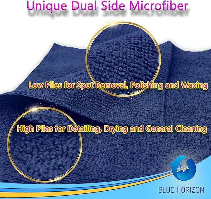 Microfiber Cleaning Towels, 24 Pack, Double Sided Ultra Soft Plush Washcloth, All Purpose Premium Microfiber Detailing Cleaning Cloths Shop Towels(16" x 16", Navy Blue)
