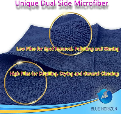Microfiber Cleaning Towels, 24 Pack, Double Sided Ultra Soft Plush Washcloth, All Purpose Premium Microfiber Detailing Cleaning Cloths Shop Towels(16" x 16", Navy Blue)