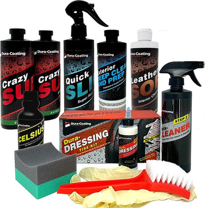 DURA-COATING TECHNOLOGY, Ultimate Car Detailing Kit- Includes a Dura-Dressing Single Vehicle Standard Car Detailing Kit and a Dura-Dressing Total Tire Kit for Vehicles - Car Cleaning Kit