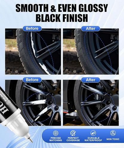 Amiss Full Matte Black Rim Repair Kit, Wheel Paint and Rim Paint Touch Up Pen for Curb Rash, Universal Alloy Wheel Scratch Repair for Scratches and Scuffs, Car Accessories (Full Matte Black)