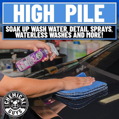Chemical Guys Professional Grade Premium Microfiber Towels for Cars,Blue,16" x 16",Ultra-Soft and Scratch-Free Car Detailing Cloths for Trucks,Motorcycles,and More,(Pack of 6)