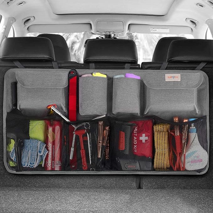 SURDOCA Car Trunk Organizer, LARGE CAPACITY Car Storage Bag with 8 Pockets, 7X Upgraded Trunk Storage Organizer for Car, SUV, Truck, MPV