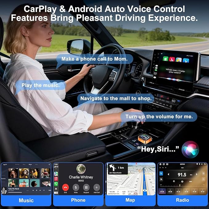 Wireless CarPlay Adapter 4 in 1 Car Screen Mirroring Adapter to Play TV on Car Screen for iPhone & Android, Upgrade Support Airplay&Mirror Link,CarPlay&Android Auto,Wired to Wireless,Plug and Play