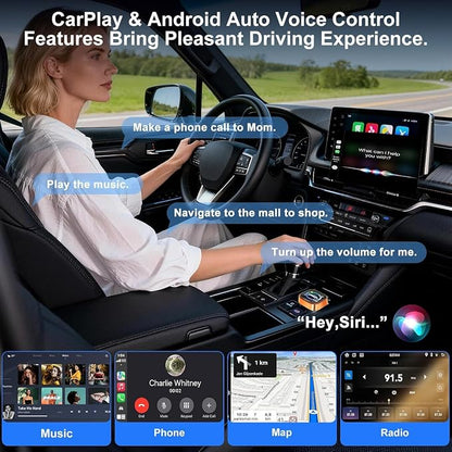 Wireless CarPlay Adapter 4 in 1 Car Screen Mirroring Adapter to Play TV on Car Screen for iPhone & Android, Upgrade Support Airplay&Mirror Link,CarPlay&Android Auto,Wired to Wireless,Plug and Play