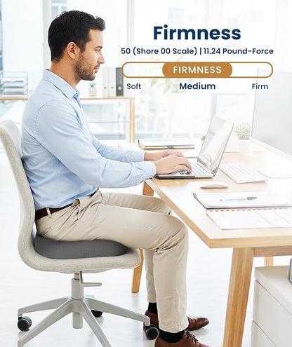 Everlasting Comfort Doctor Recommended Memory Foam Seat Cushion for Office Chairs & Car - Ergonomic Office Desk Accessories - Cushions for Tailbone Pain Relief, Sciatica (Gray, Large)