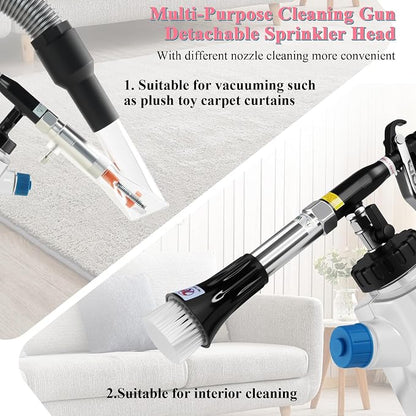 3IN1 Car Cleaning Kit, High Pressure Foam Cleaning Gun, Extractor Vacuum Set, Multi-Purpose Cleaning Gun Detachable Sprinkler Head for Automotive Detailing, Carpet, Upholstery, Surface Cleaning