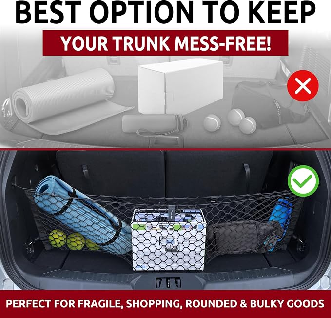 Envelope Style Trunk Mesh Cargo Net for Ford Explorer Base ST XLT 2020-2024 - Car Accessories - Premium Trunk Organizers and Storage - Cargo Net for SUV - Vehicle Carrier Organizer for Ford Explorer