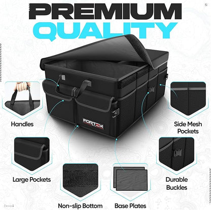 FORTEM Trunk Organizer For SUV Car Trunk Organizer, Foldable Storage, Car Accessories for Women Men, Collapsible Bag, 600D Oxford, Non Slip Bottom, Straps, Soft Cover (50L)