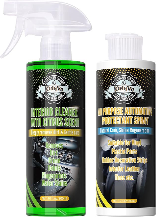 Kingvo Car Leather Cleaner and Conditioner, Interior Car Cleaner,Upholstery Care Protector Spray Kit for Boat Seat Auto Vinyl Leather Purse Couch