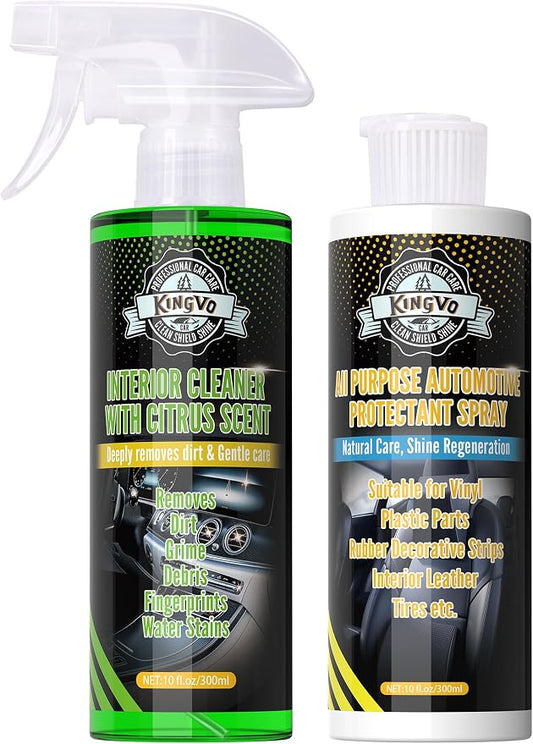 Kingvo Car Leather Cleaner and Conditioner, Interior Car Cleaner,Upholstery Care Protector Spray Kit for Boat Seat Auto Vinyl Leather Purse Couch